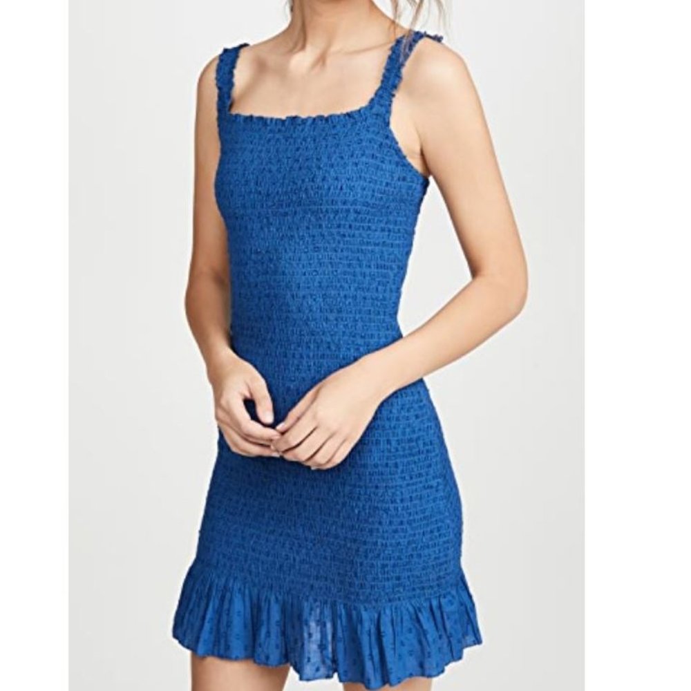 Valencia & Vine Smocked Mini Dress in Blue